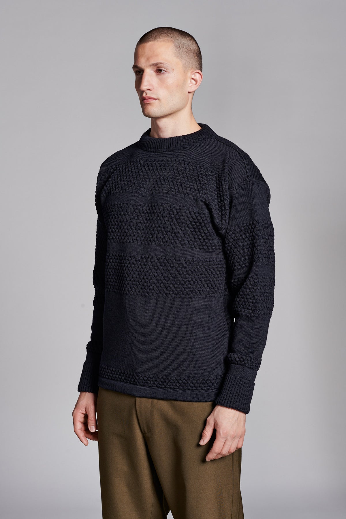 Fisherman crew neck | navy blue