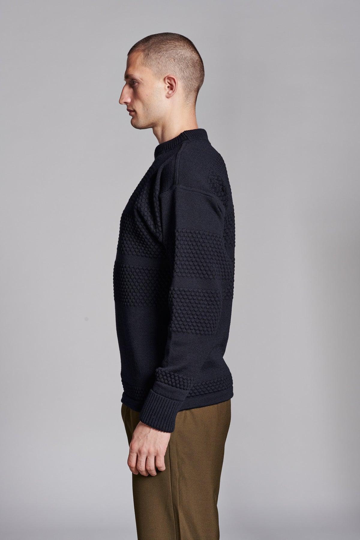 Fisherman crew neck | navy blue