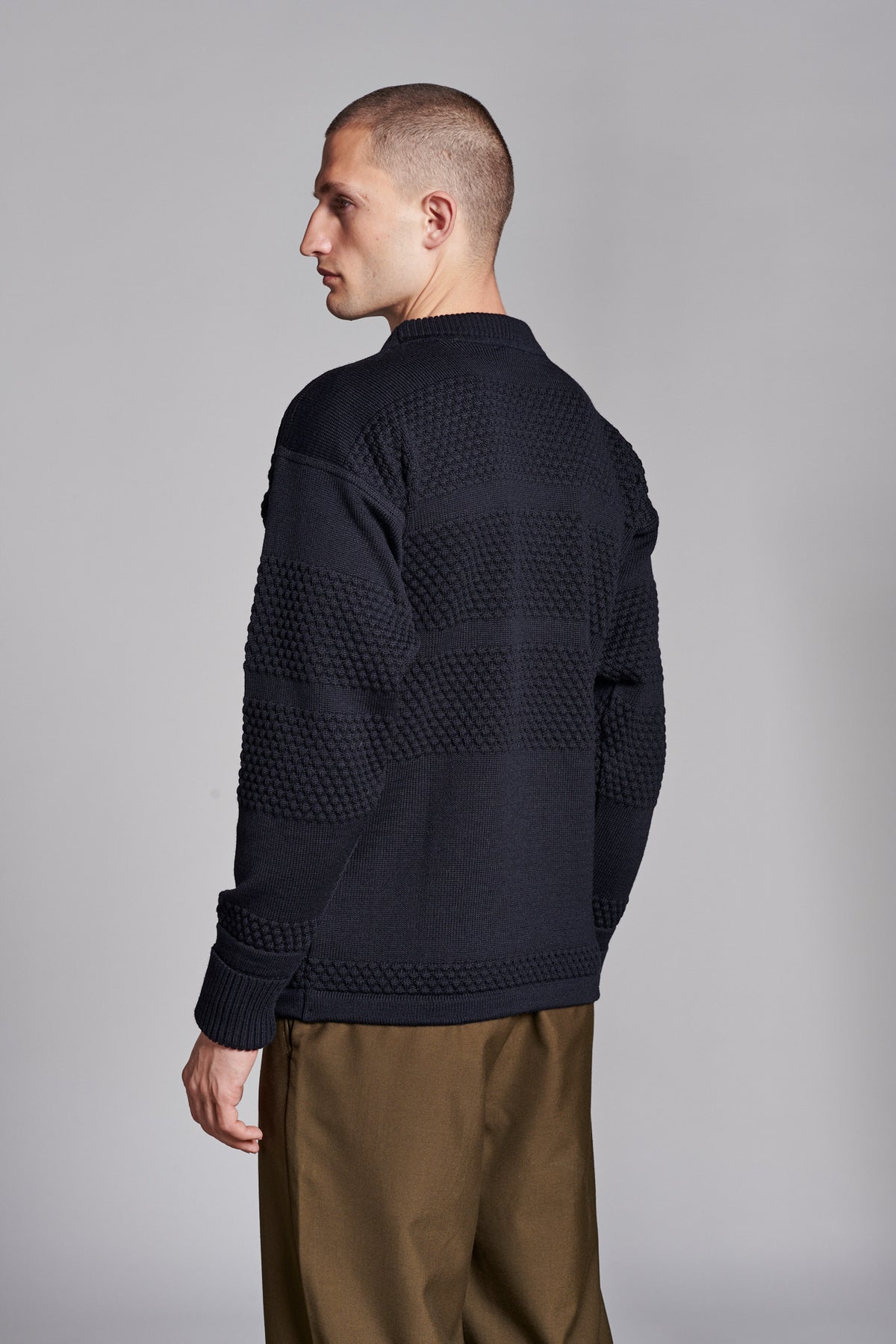 Fisherman crew neck | navy blue