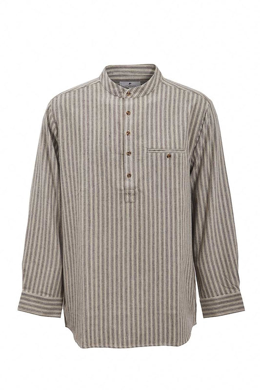 Grandfather Shirt Flannel | beige green maroon stripe LV14