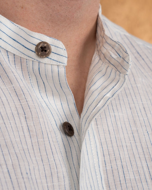 1923 Buccanoy Shirt | white blue linen