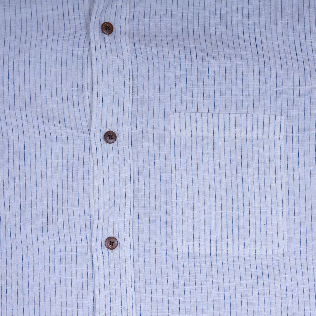 1923 Buccanoy Shirt White Blue Linen