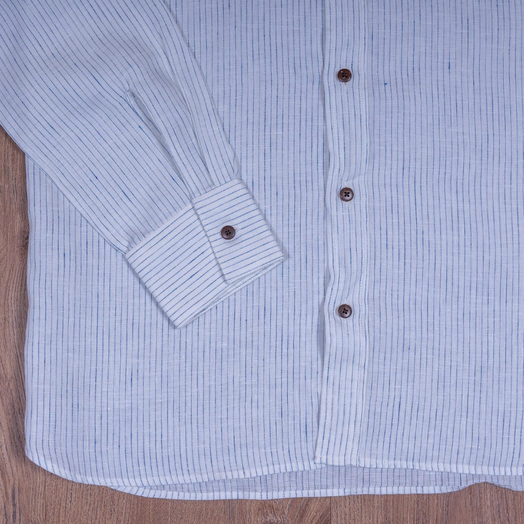 1923 Buccanoy Shirt White Blue Linen