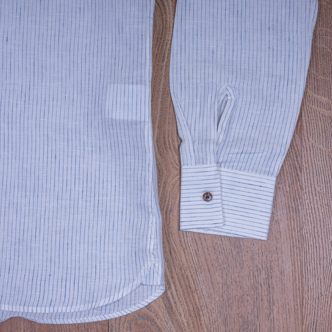1923 Buccanoy Shirt White Blue Linen