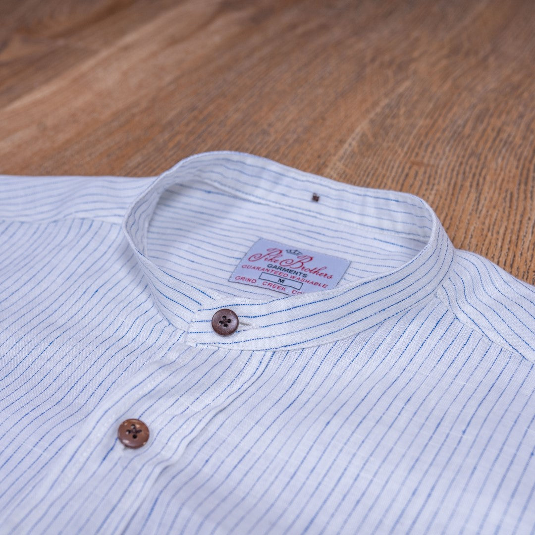 1923 Buccanoy Shirt White Blue Linen