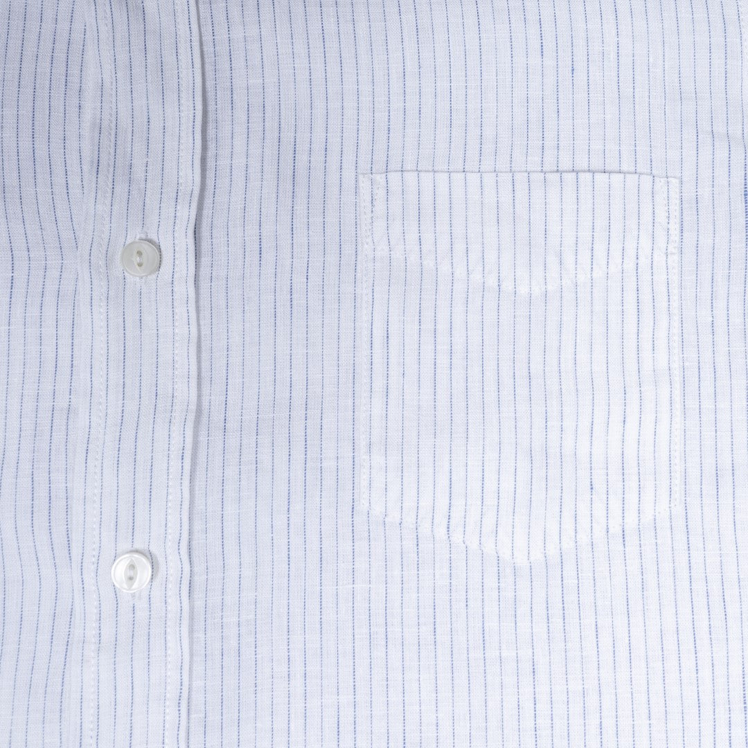 1947 Albatros Shirt White Blue Linen