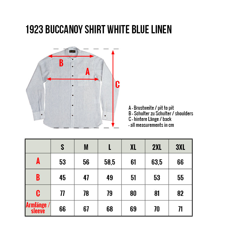 1923 Buccanoy Shirt White Blue Linen