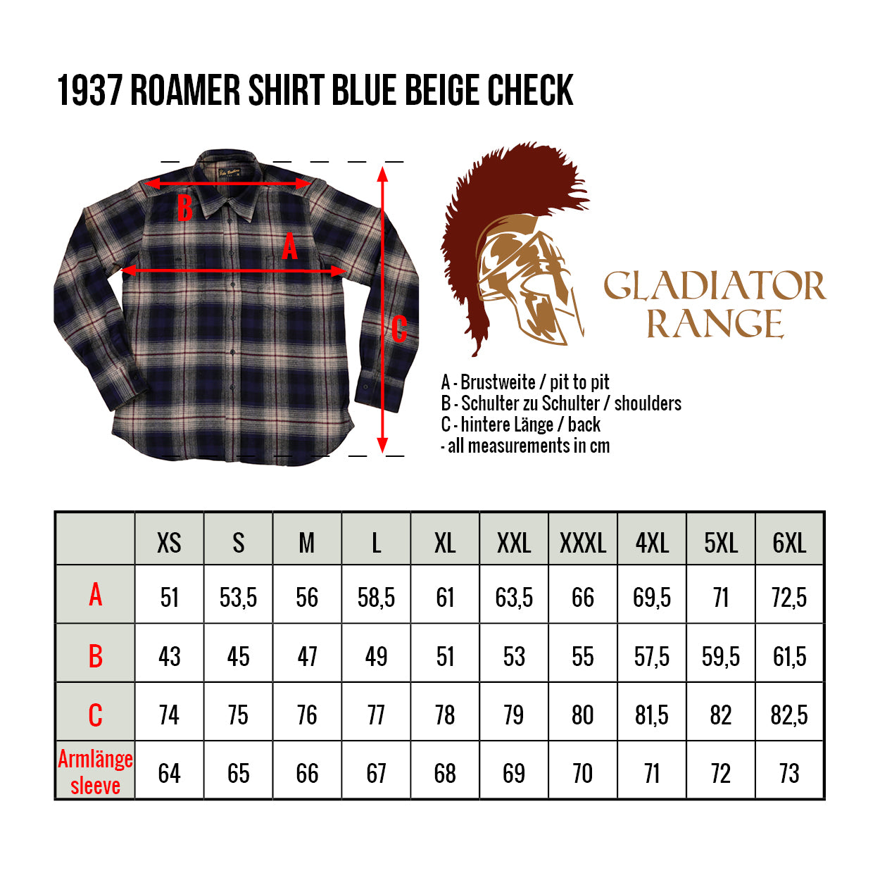1937 Roamer Shirt Blue/Beige Flannel