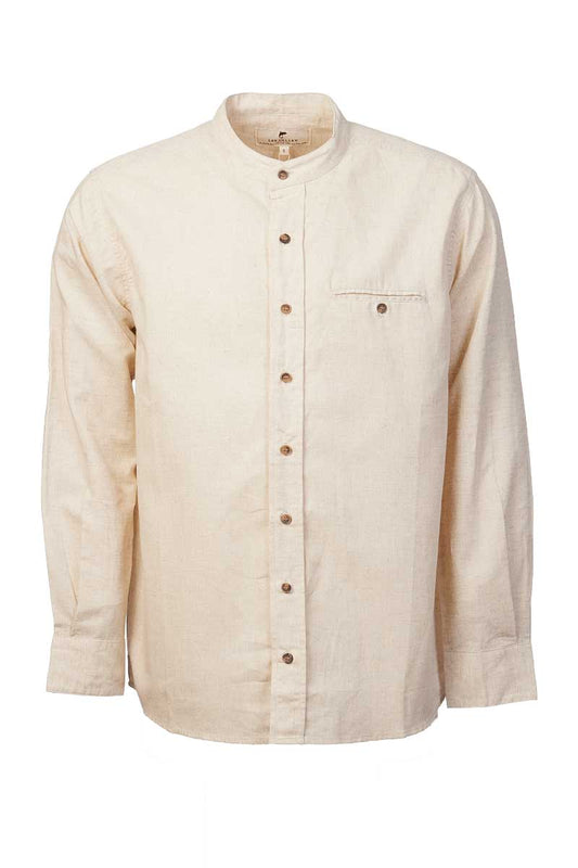 Irish Linen Grandad Shirt Natural Beige LN7