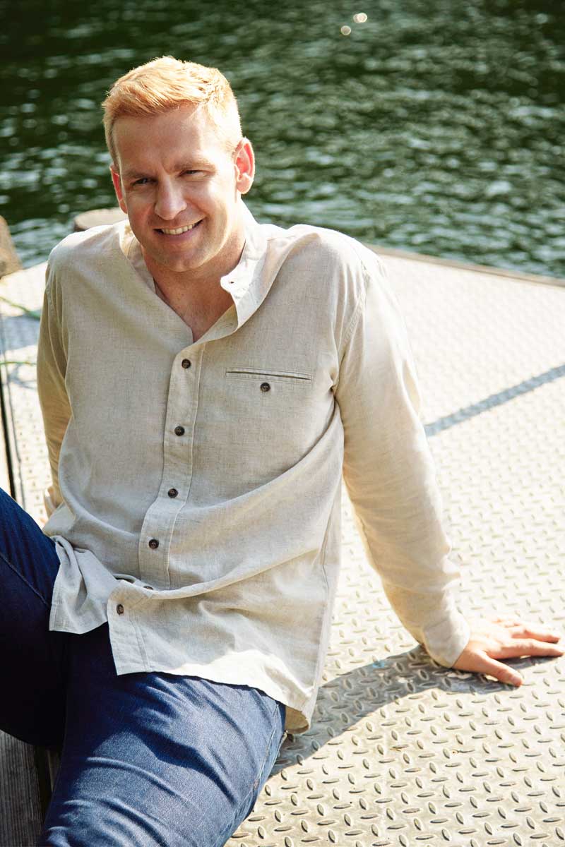 Irish Linen Grandad Shirt Natural Beige LN7