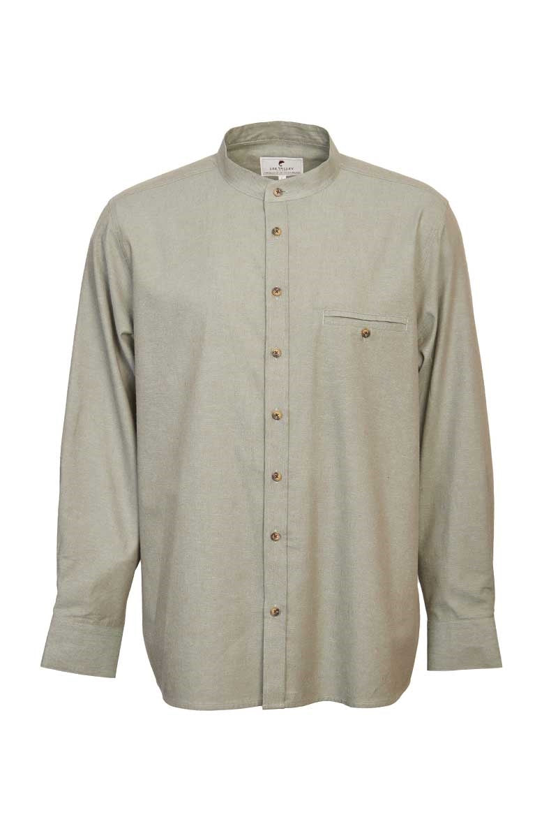 Irish Linen Grandad Shirt | melange moss LN11