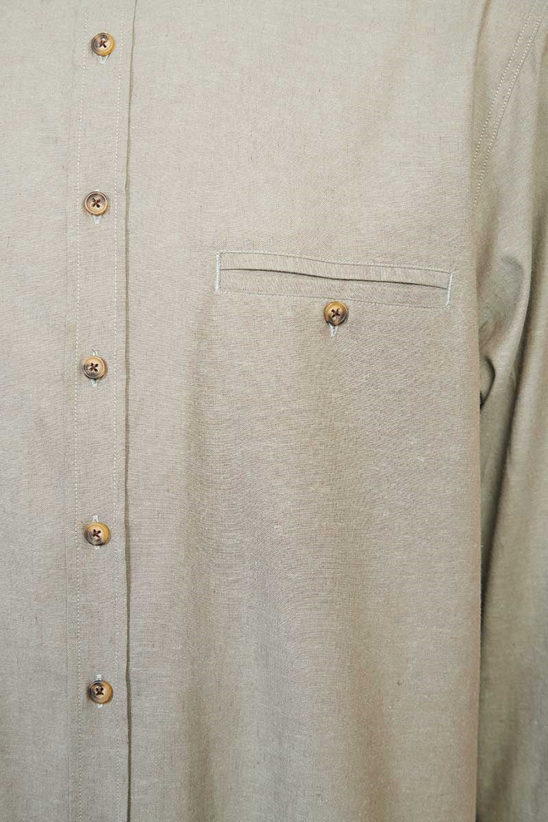 Irish Linen Grandad Shirt | melange moss LN11
