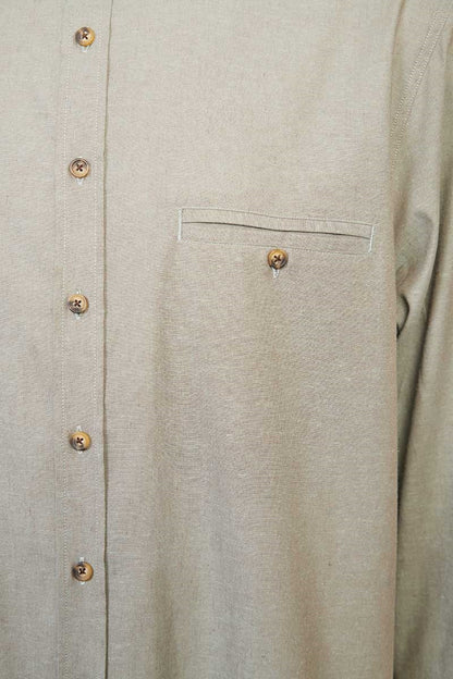 Irish Linen Grandad Shirt | melange moss LN11