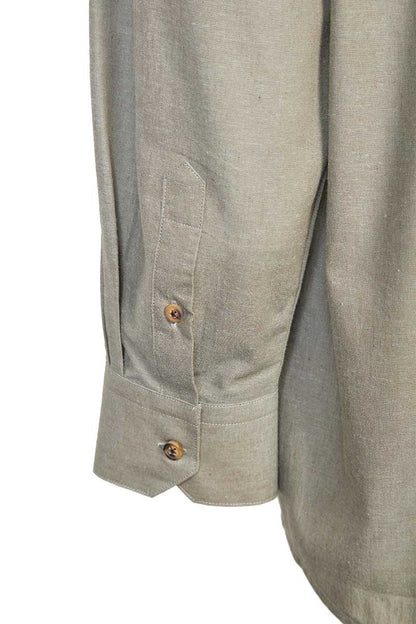 Irish Linen Grandad Shirt | melange moss LN11