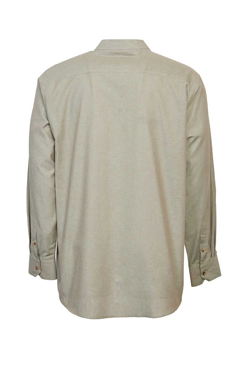 Irish Linen Grandad Shirt | melange moss LN11