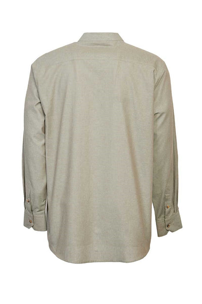 Irish Linen Grandad Shirt | melange moss LN11