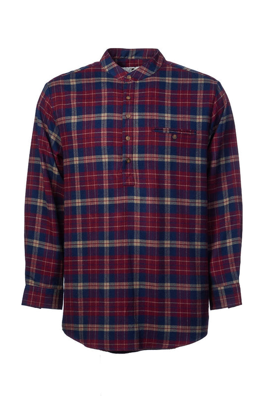Grandfather Shirt Flannel | maroon/navy check