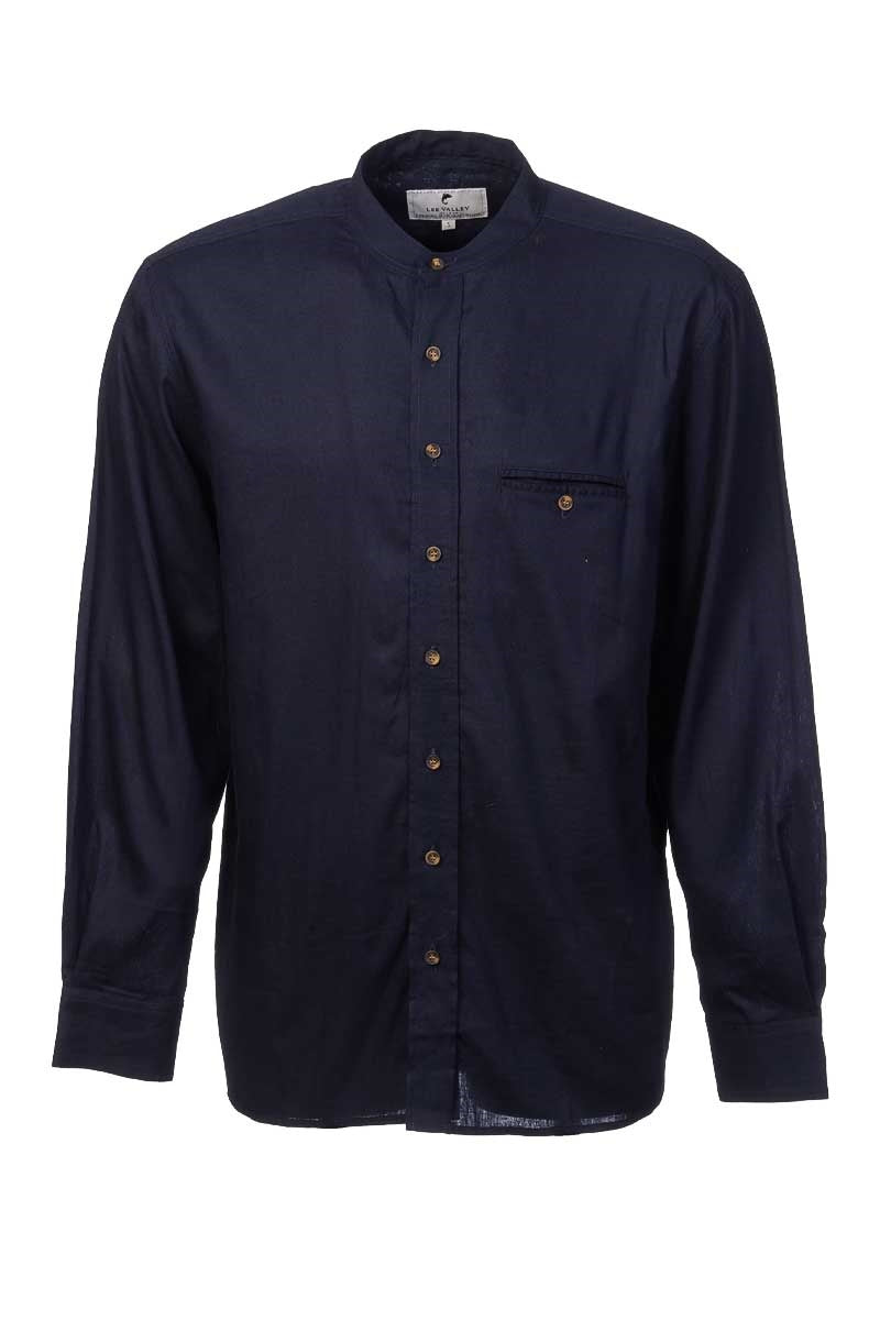Irish Linen Grandad Shirt | navy LN9