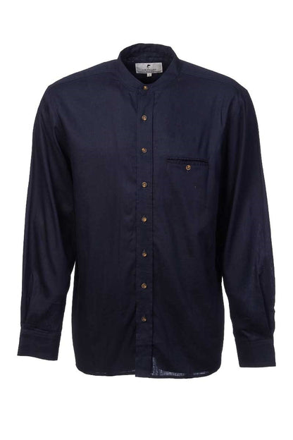 Irish Linen Grandad Shirt | navy LN9