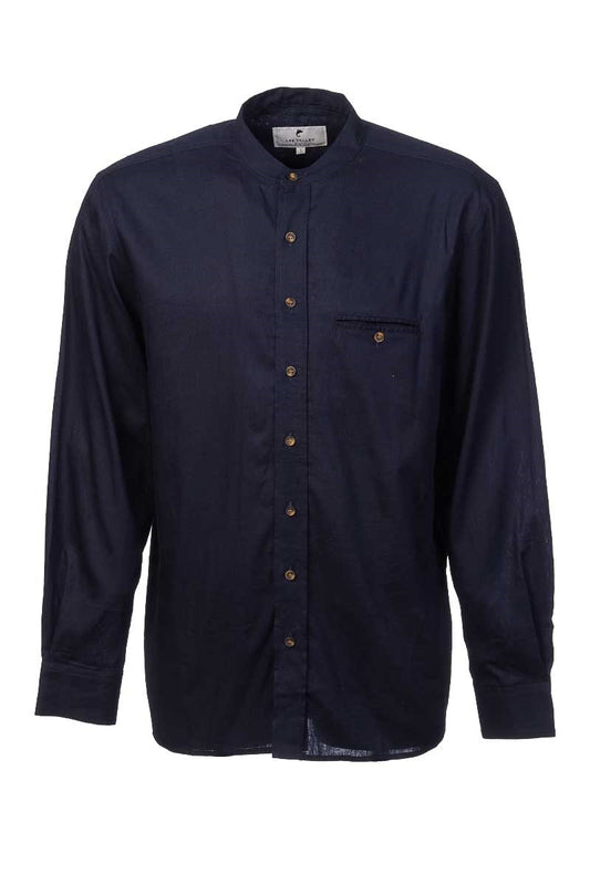 Irish Linen Grandad Shirt | navy LN9