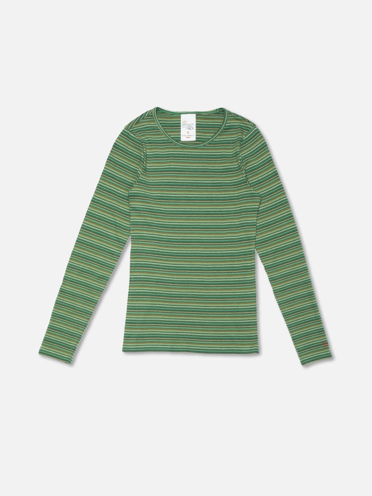 Jessy LS t-shirt | striped rib green