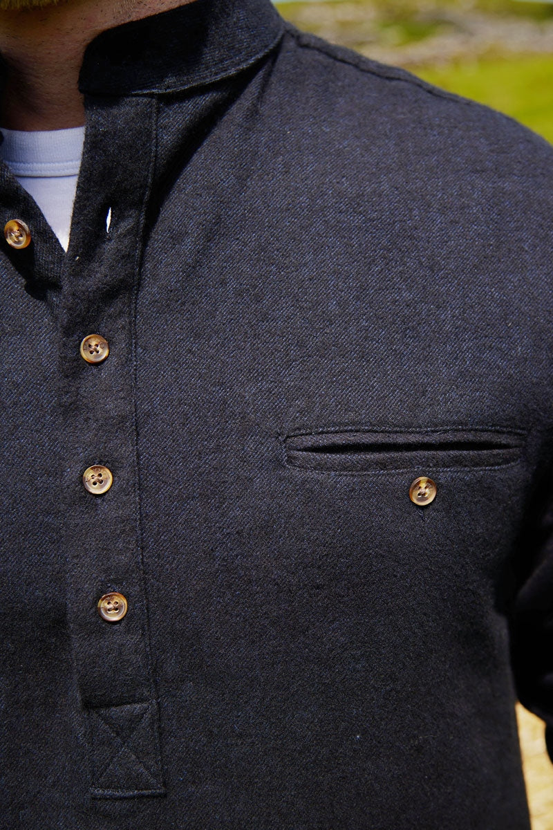Grandfather Shirt Flannel | navy LV19