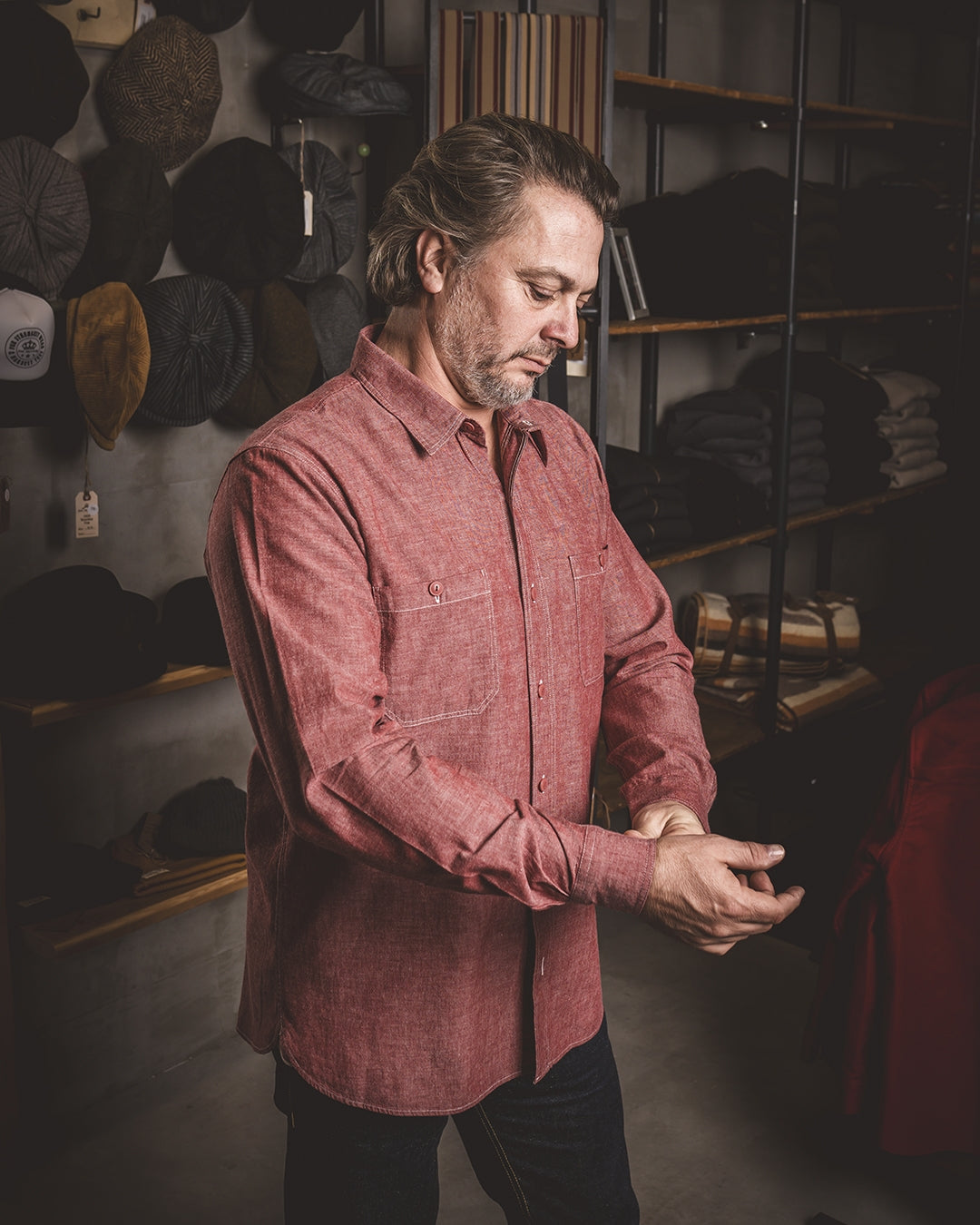 1940 USN Chambray Shirt | harbor red
