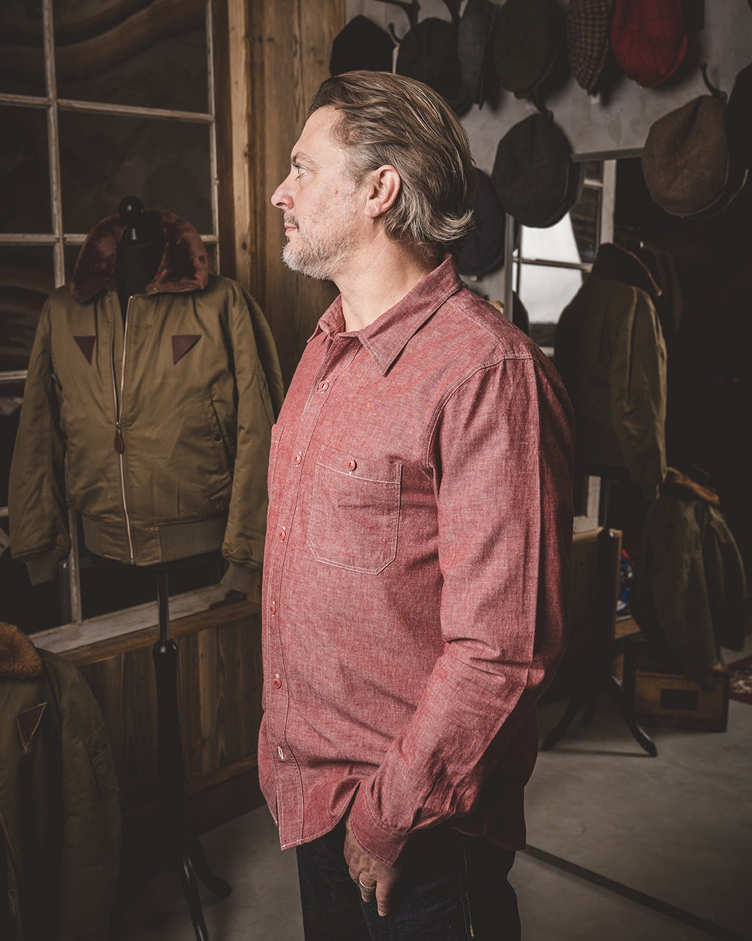 1940 USN Chambray Shirt | harbor red