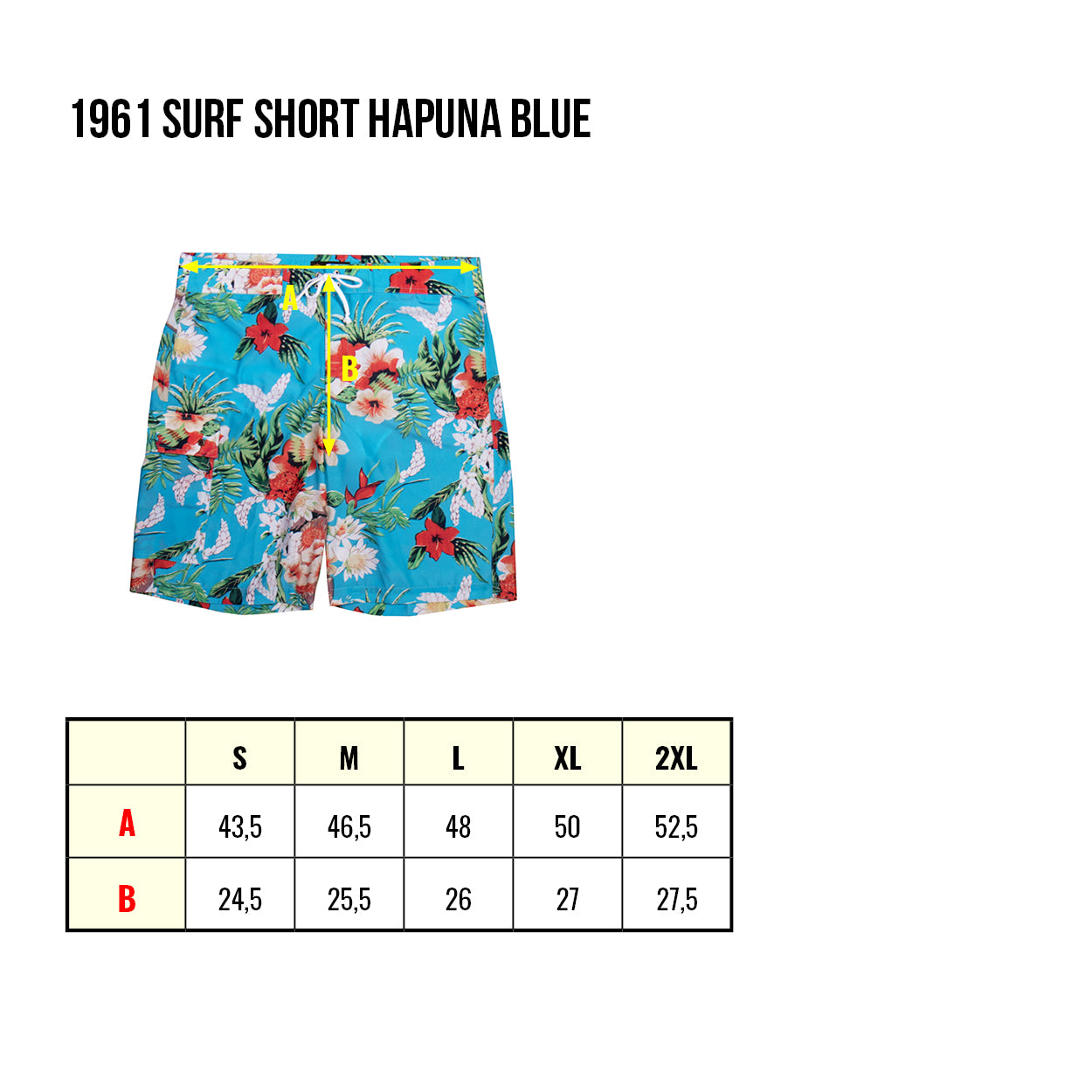 1961 Surf Short Hapuna Blue