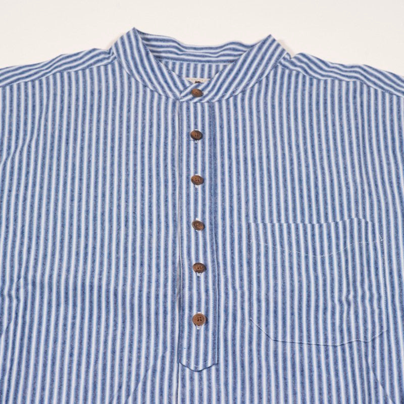 Grandfather Shirt Vintage Cotton Blue Stripe VR15