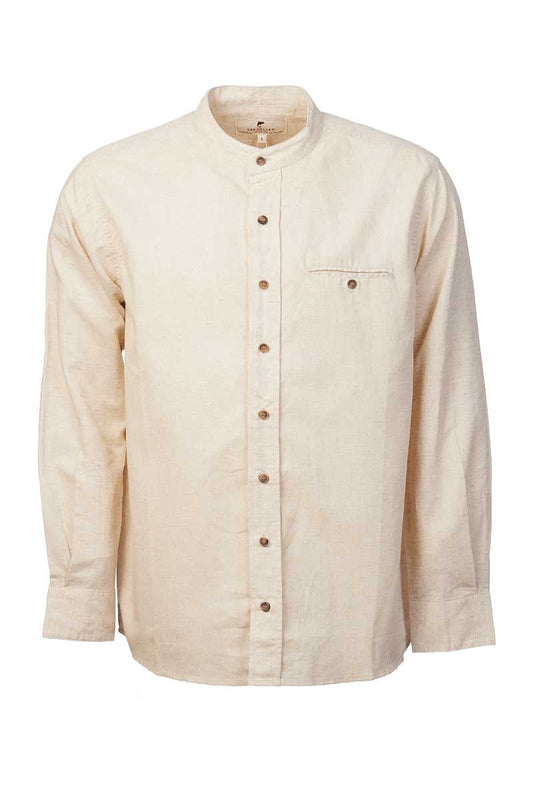 Irish Linen Grandad Shirt Natural Beige LN7