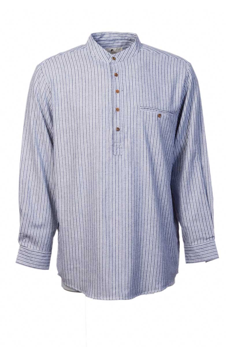 Grandfather Shirt Flannel Grey Stripe LV37