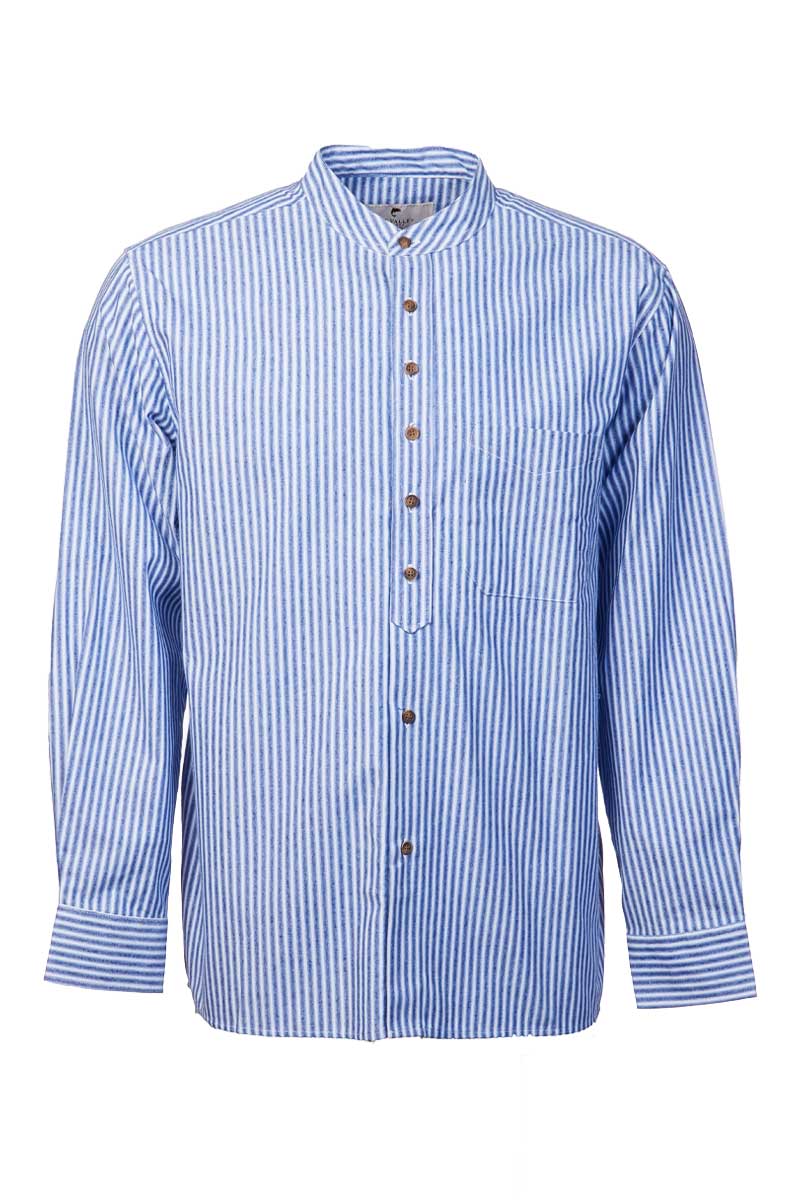 Grandfather Shirt Vintage Cotton Blue Stripe VR15